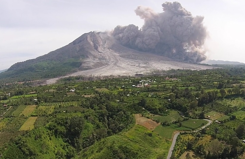 Mt. Sinabung Eruption Drone Footage