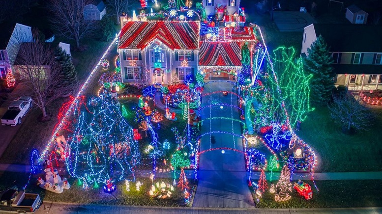 drone to put up christmas lights